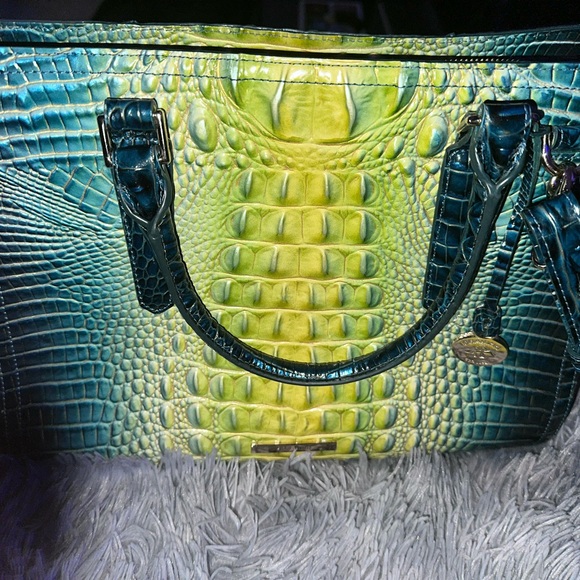 Brahmin Large Finley Satchel/Shoulder Bag Zesty Green Ombre Melbourne& wallet - Picture 5 of 14